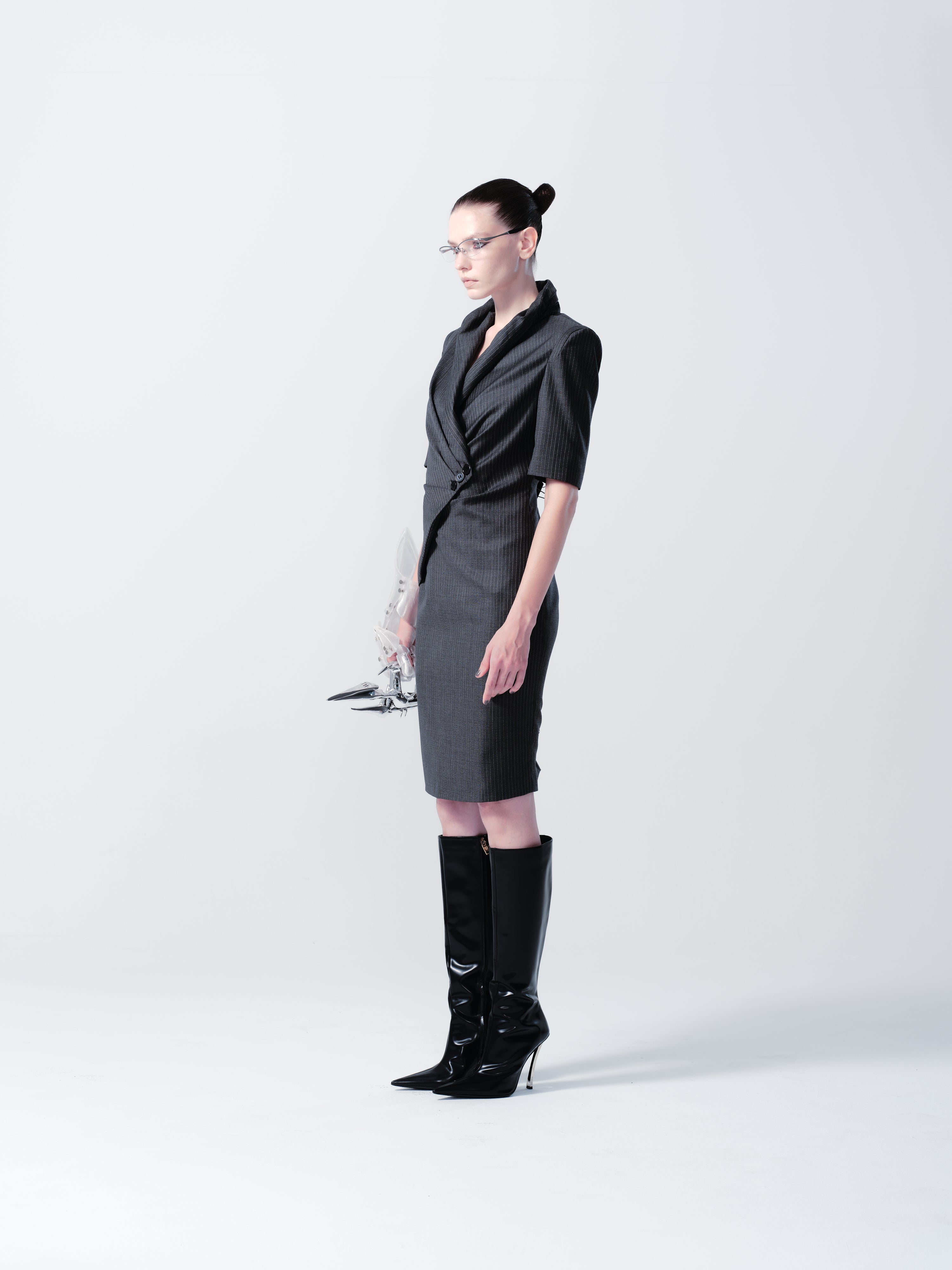 WIDE COLLAR BODYSUIT DRESS