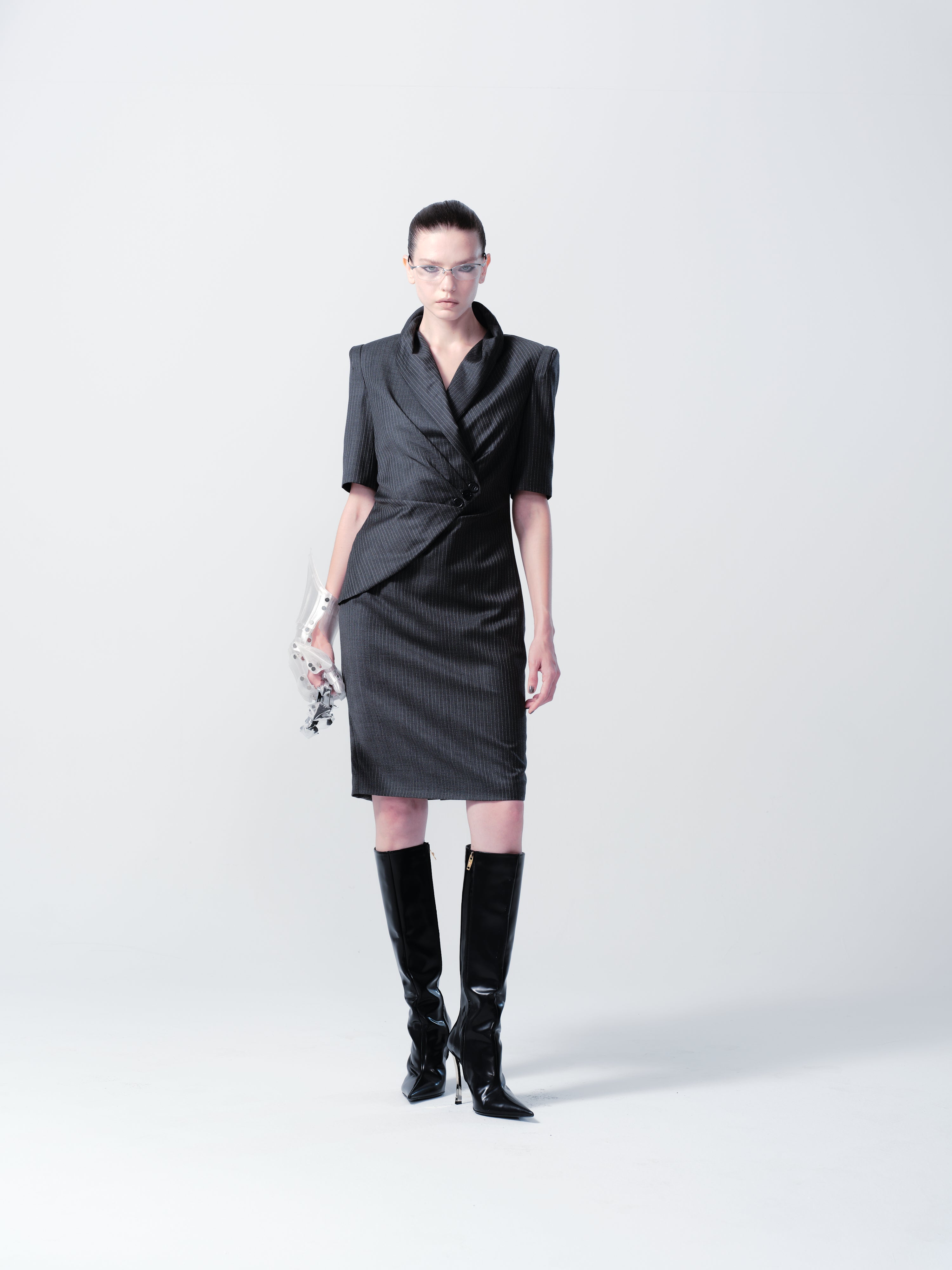 WIDE COLLAR BODYSUIT DRESS