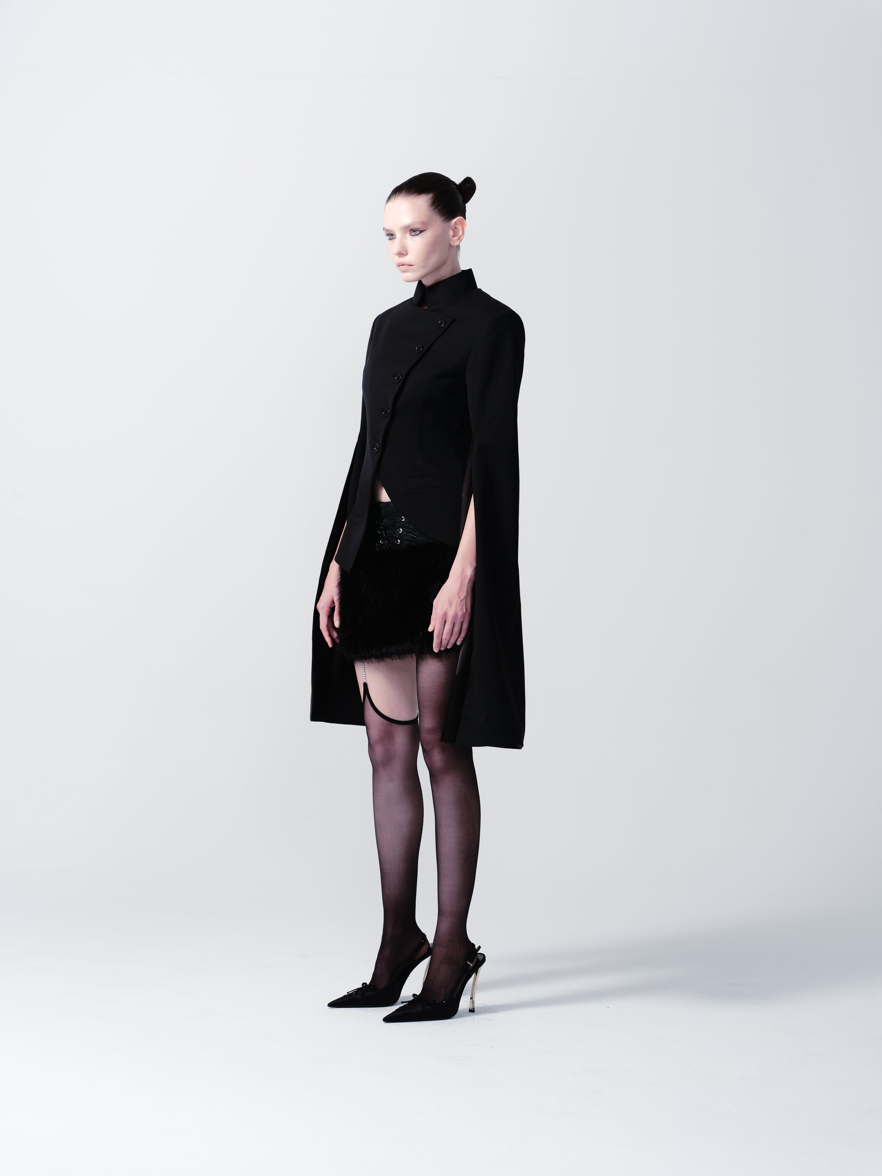 SNAKESKIN LEATHER & FUR SKIRT