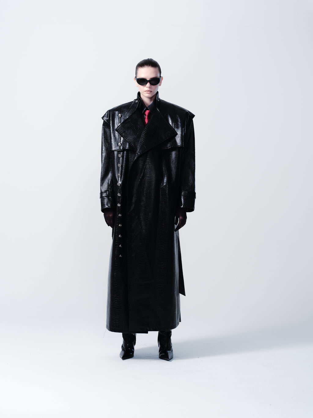 SNAKESKIN LEATHER TRENCHCOAT