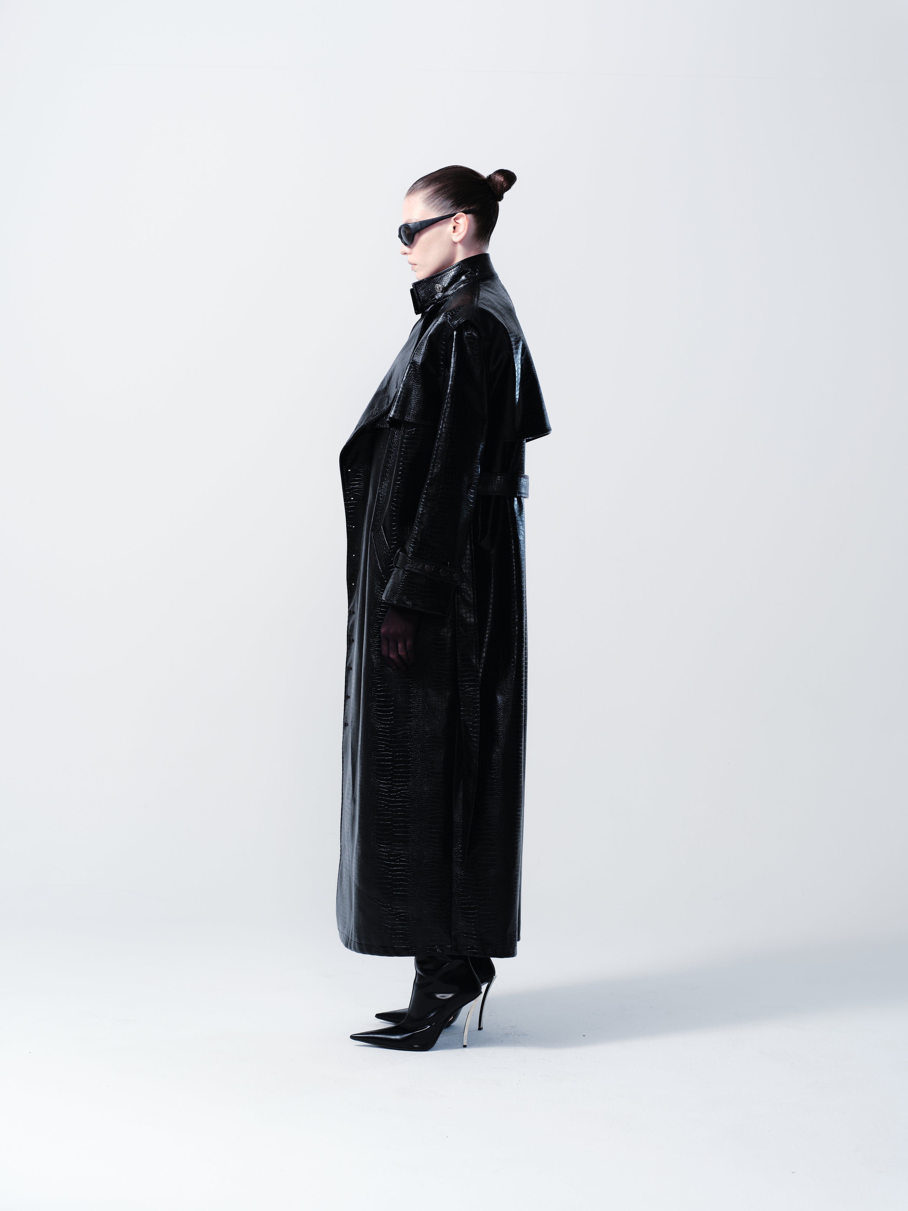 SNAKESKIN LEATHER TRENCHCOAT