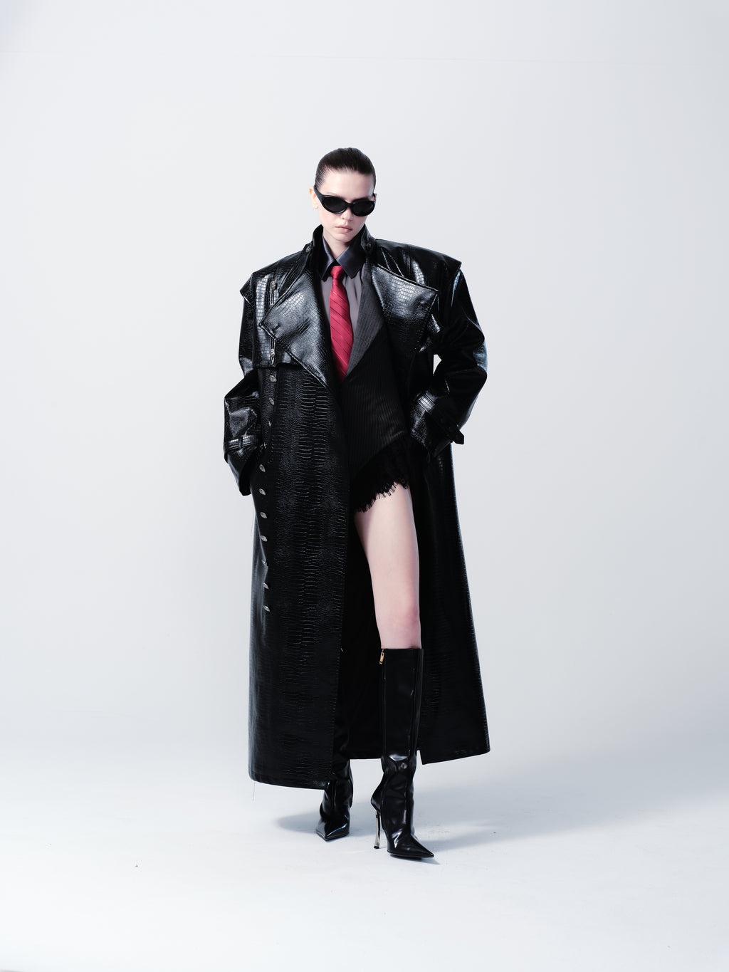 SNAKESKIN LEATHER TRENCHCOAT