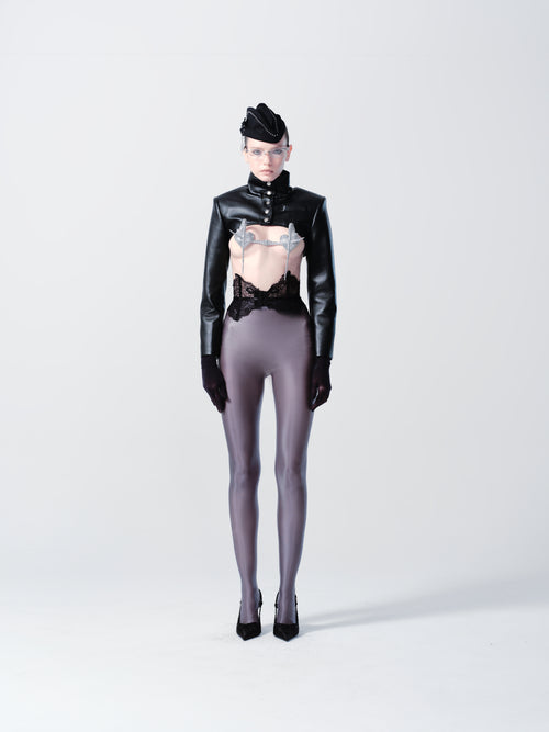 CUTLINE CROPPED LEATHER JACKET