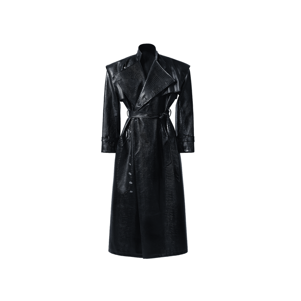 SNAKESKIN LEATHER TRENCHCOAT