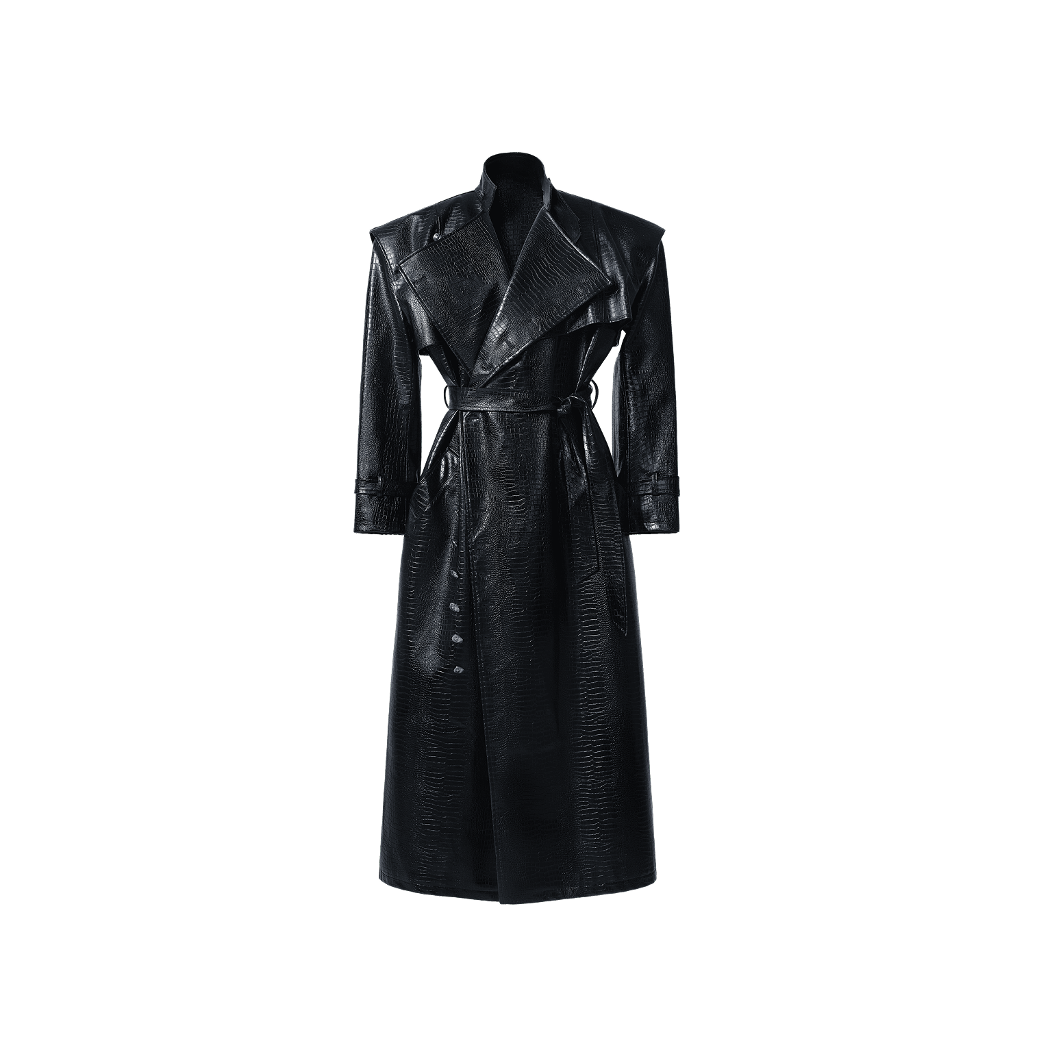 SNAKESKIN LEATHER TRENCHCOAT
