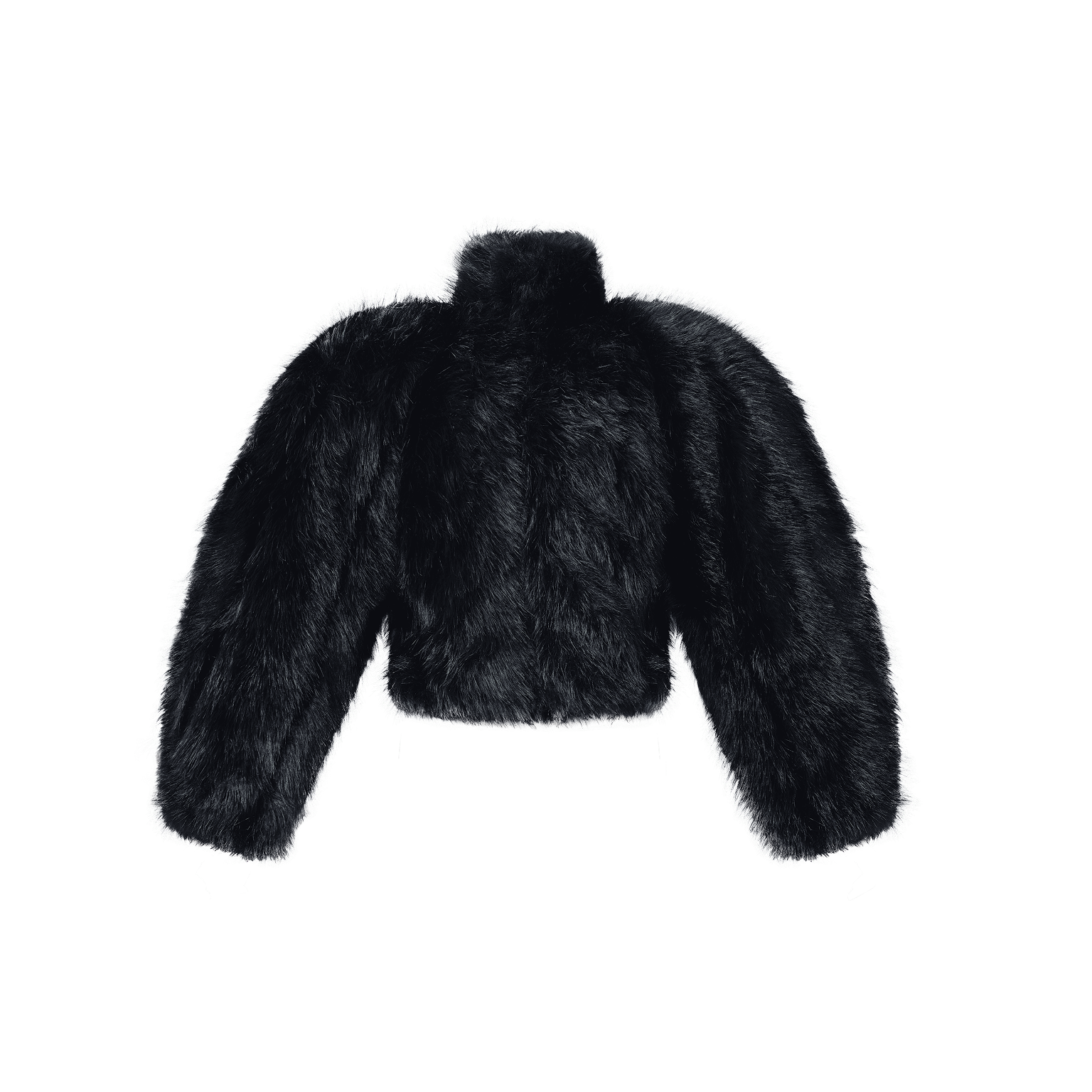 BIG ROUND SHOULDER FUR COAT WITH ATTACHABLE HIGH COLLAR